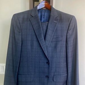 Peter Millar Navy Checked Tailored Fit Wool Suit